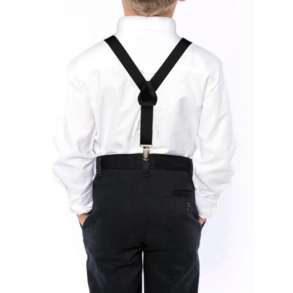 Hold’Em 1” Suspender Bow Tie Set for Kids & Baby Pre-tied Bow Tie  - Black - Picture 3 of 7